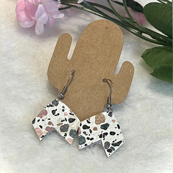 Leather Abstract Dotted Handmade Earrings - Picture 1 of 4